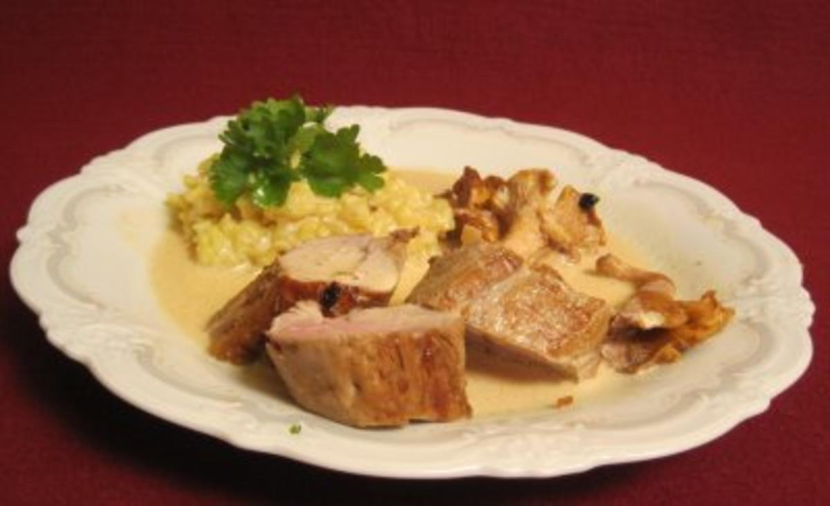 Risotto mit Weißwein-Sahnesoße und Schweinefilet mit Pfifferlingen Sendung vom 22.10.2010