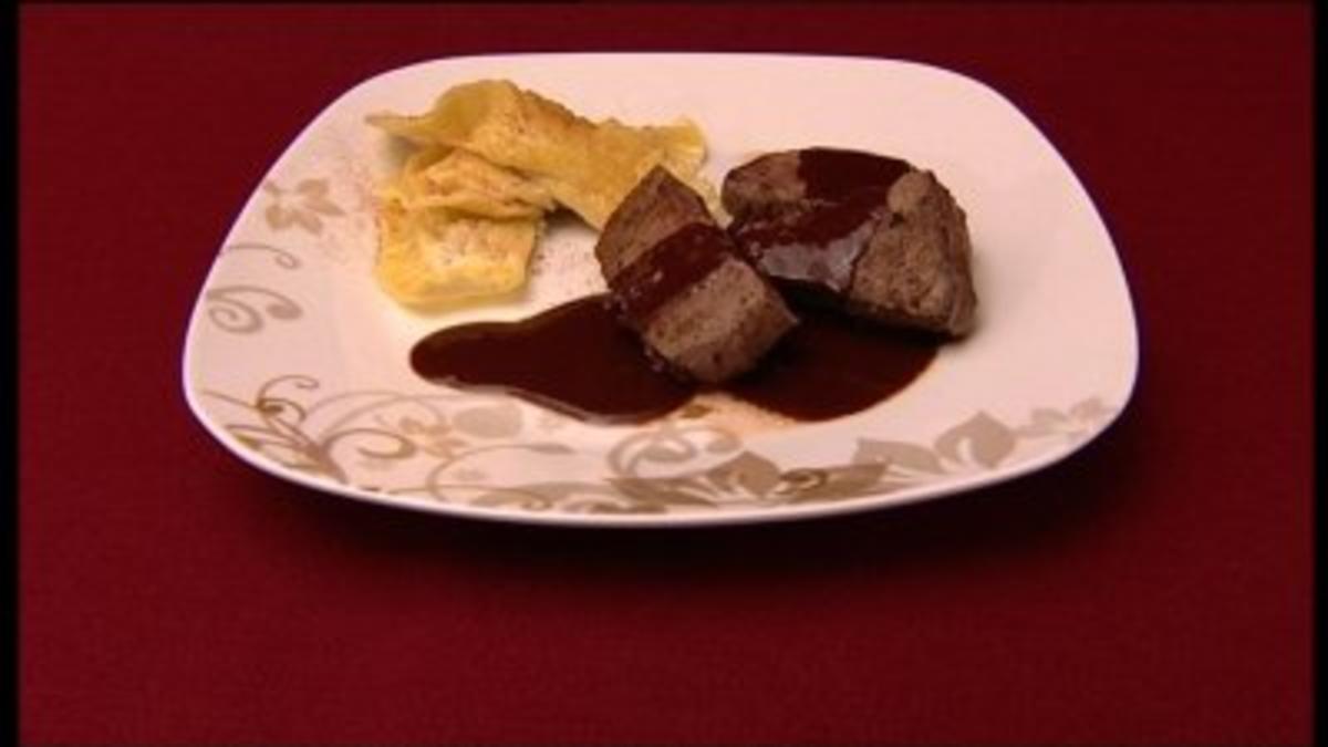Rezept mit Bild: Bandnudeln mit Rinderfilet an Schoko-Soße (Jessica Wahls)