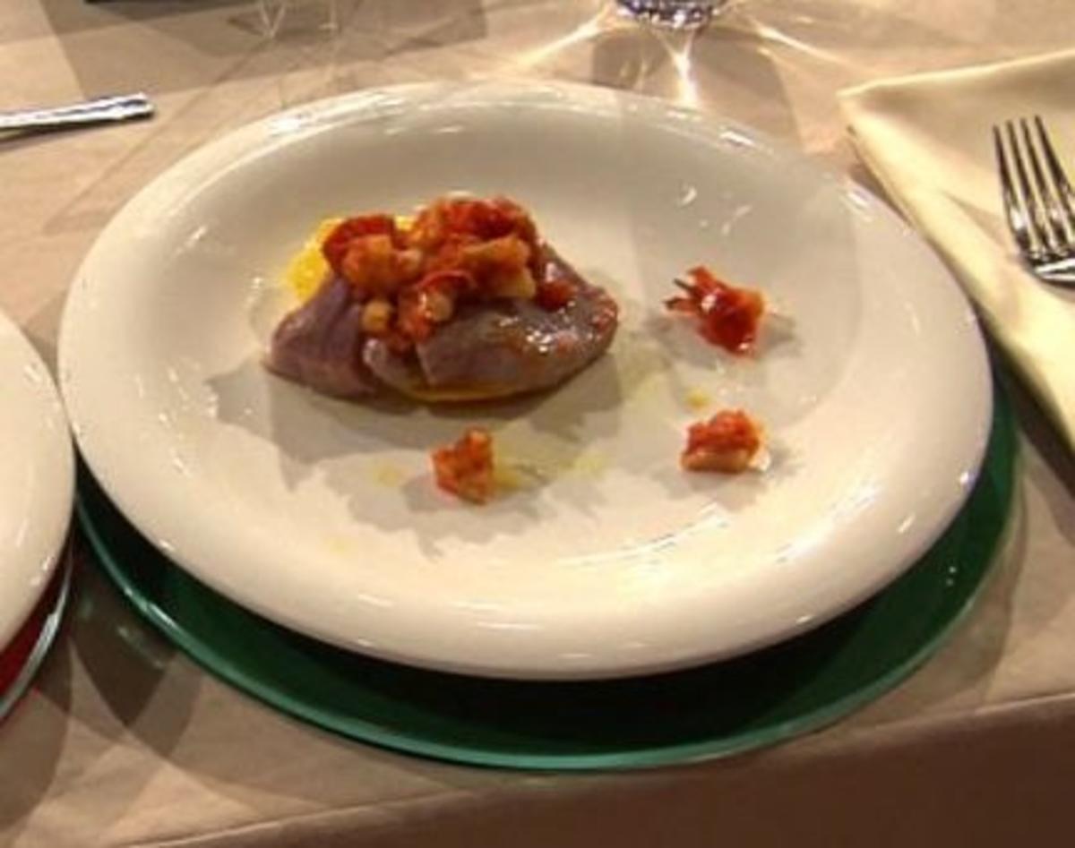 Medaillons vom Thunfisch mit Riesengarnelen und Mango (Isabel Varell)