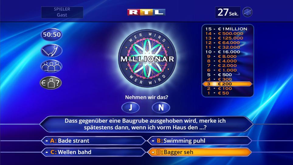 Wer wird Millionär Trainingslager kostenlos spielen bei RTLspiele.de